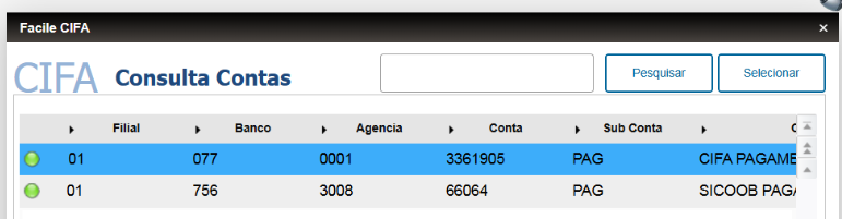 Figura 11: Selecionar conta