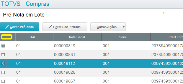 Figura 5: Pré-Nota em Lote