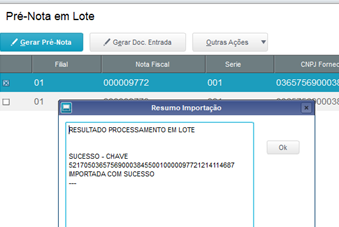 Figura 6: Resultado do Processamento em Lote