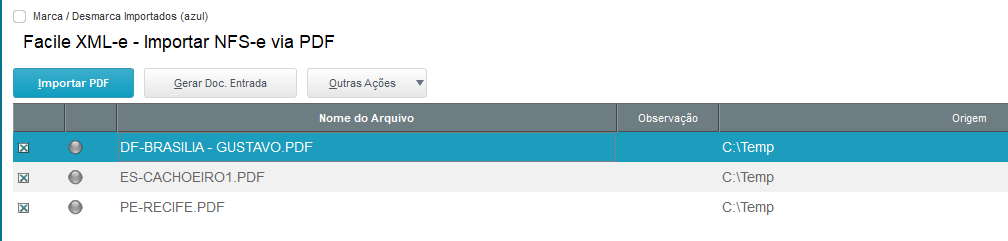 Figura 42: Importação de NFS-e por PDF