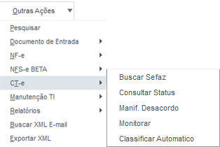 Figura 44: Menu de CT-e