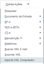 Figura 53: Menu Importação de XML manual