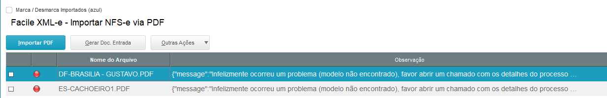 Figura 43: Município não Homologado