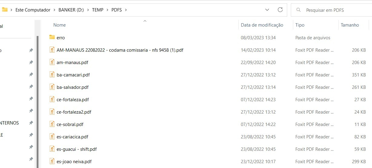 Figura 41: Pasta com PDF de NFS-e
