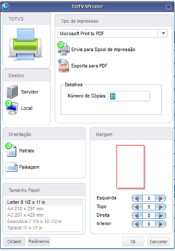 Figura 6: Configurações de Impressão