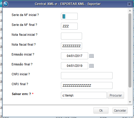 Figura 52: Tela de Exportação XML