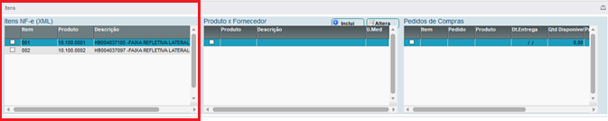 Figura 12: Tela Itens NF-e (XML)