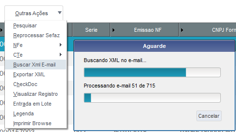 Figura 4: Opção de Buscar Xml por E-mail